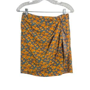 Toad&Co Small Wrap Skirt High Blue Poppy Floral Print Floral Mini Blue Orange